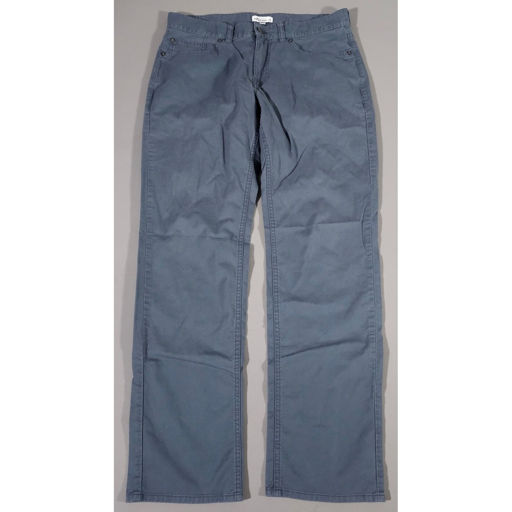 Peter Millar Pants Mens 33/32 Blue Five-Pocket Cotton Blend Straight Leg